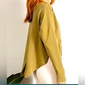 Easel Anthropologie Tasha Open back long sleeve top in Yellow tone S